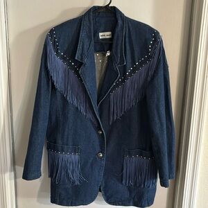 David David Denim jacket with fringe and rhinestones